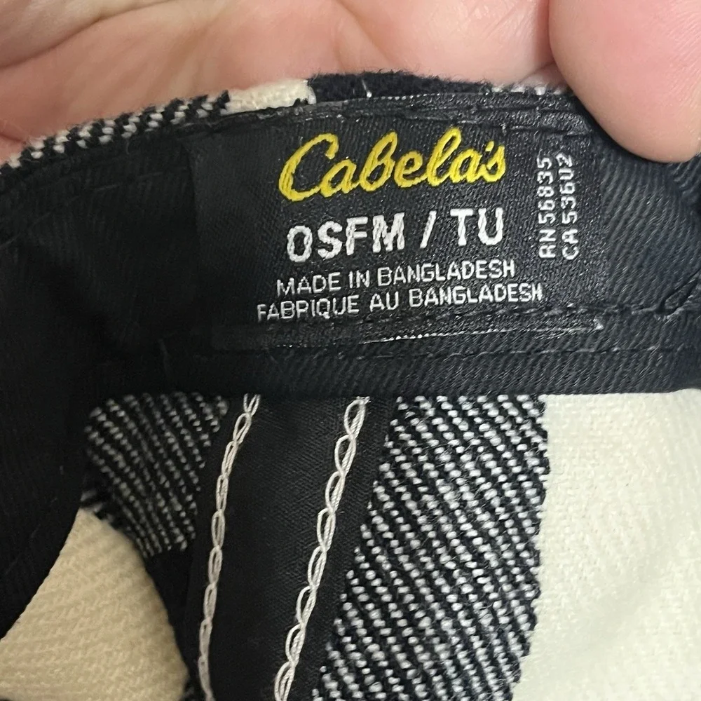 Cabela's Outfitter Tan Black Buffalo Plaid Script SnapBack Cap Baseball‎ Hat